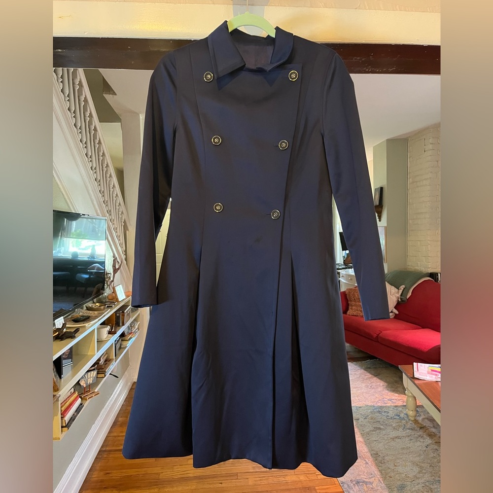 ☔️Mysterious, Elegant Navy Double-Breasted Raincoat